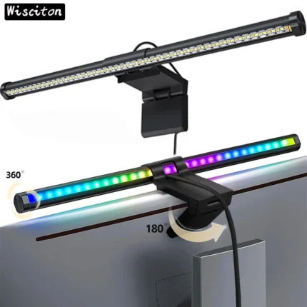 RGB monitor light bar with wireless remote and backlighting.