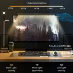RGB monitor light bar with wireless remote and backlighting.