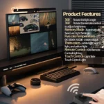 RGB monitor light bar with wireless remote and backlighting.