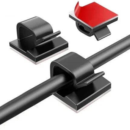 Self-adhesive cable clips for wire organization