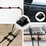 Self-adhesive cable clips for wire organization
