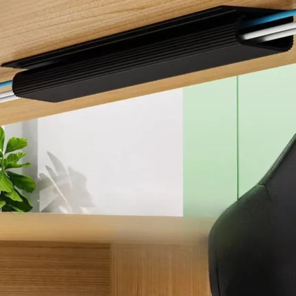 Self-adhesive under-desk cable management channel for wire organization