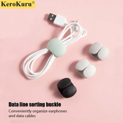 Flexible silicone cable organizer ties for USB and headphone cords