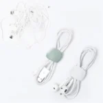 Flexible silicone cable organizer ties for USB and headphone cords