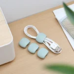 Flexible silicone cable organizer ties for USB and headphone cords