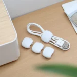 Flexible silicone cable organizer ties for USB and headphone cords