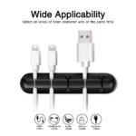 Silicone desktop cable organizer holding multiple USB charging cords