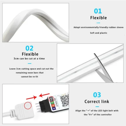 Flexible RGB neon rope light with smart app control