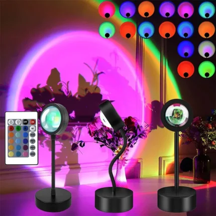 Sunset lamp projector with 16 color modes and remote