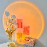 Sunset projection lamp with adjustable aluminum stand for bedroom decor