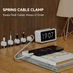 Self-adhesive translucent pastel cable clips for desk organization.