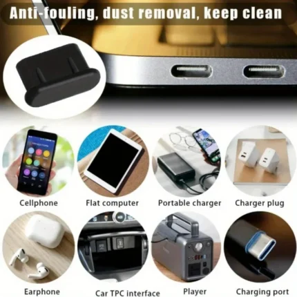 21 Pcs Type-C Dust Plug Set with Cleaning Brush for USB-C Ports
