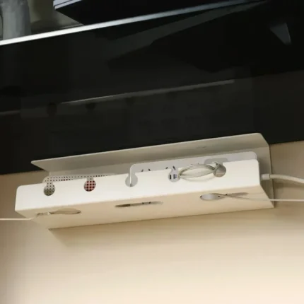 Under-desk metal cable management tray for power strips