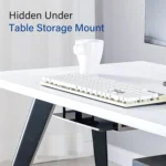 Under-desk device mount and vertical laptop stand organizer