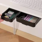 Self-adhesive under desk pull-out drawer for hidden storage