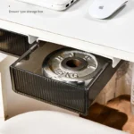 Under desk slide-out drawer organizer with clear office supplies