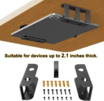Heavy-duty black metal under desk wall mount kit