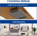 Heavy-duty black metal under desk wall mount kit