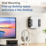 Heavy-duty black metal under desk wall mount kit