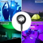 Sunset projection lamp with flexible gooseneck plugged into USB