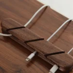 Natural wood cable organizer for desk and wall mounting