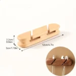 Natural wood cable organizer for desk and wall mounting
