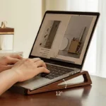 Wooden ergonomic laptop stand with 12 degree tilt for MacBook