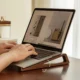 Wooden ergonomic laptop stand with 12 degree tilt for MacBook