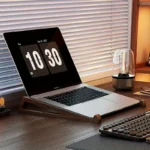 Wooden ergonomic laptop stand with 12 degree tilt for MacBook