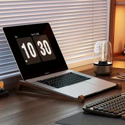 Wooden ergonomic laptop stand with 12 degree tilt for MacBook