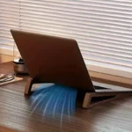 Wooden ergonomic laptop stand with 12 degree tilt for MacBook