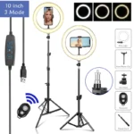 10-inch LED ring light kit with phone holder and tripod