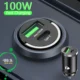 100W dual port fast car charger with USB-C and USB-A.