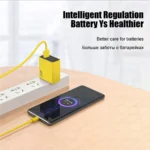 Yellow 120W GaN triple-port USB-C USB-A fast charger