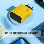 Yellow 120W GaN triple-port USB-C USB-A fast charger