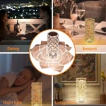 16-color RGB crystal rose diamond table lamp