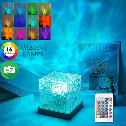 16 Color Water Ripple Crystal Cube Projector Lamp