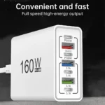 160W multi-port fast charger with integrated cables