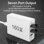 160W multi-port fast charger with integrated cables