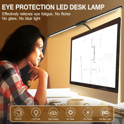 2-in-1 LED monitor desk lamp with eye protection