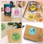 Rolls of 2-inch holographic glitter thermal labels for small business