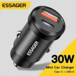 30W dual port USB-C USB-A fast car charger for phones.