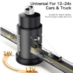 30W dual port USB-C USB-A fast car charger for phones.