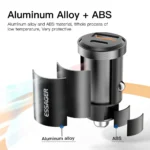 30W dual port USB-C USB-A fast car charger for phones.