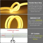 Flexible 360 degree round LED neon strip light in multiple vibrant colors