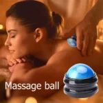 Handheld 360° rotating massage roller ball for muscle relief.