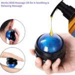 Handheld 360° rotating massage roller ball for muscle relief.
