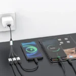 4-way USB A splitter charging cable braided metallic connectors