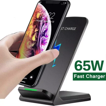 Foldable wireless fast charging stand for iPhone and Android