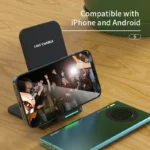 Foldable wireless fast charging stand for iPhone and Android